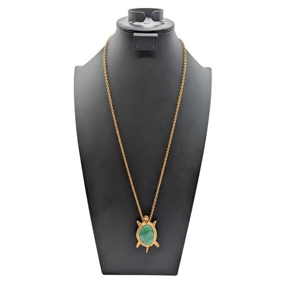 Vintage Avon 1980 Gold Tone Turtle Brooch/Pendant 28" Chain Necklace - Picture 9 of 10